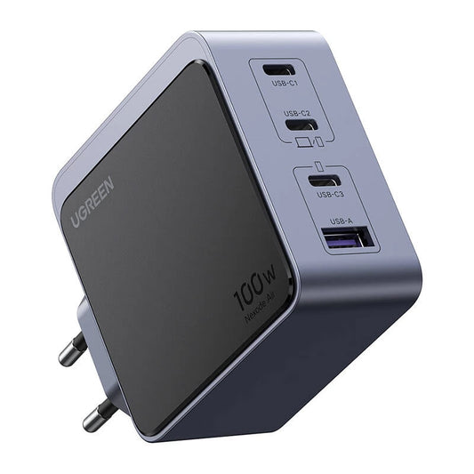 Netværksoplader UGREEN X565 Nexode Air, 100W, 5A, 1 x USB-A - 3 x USB-C, grå