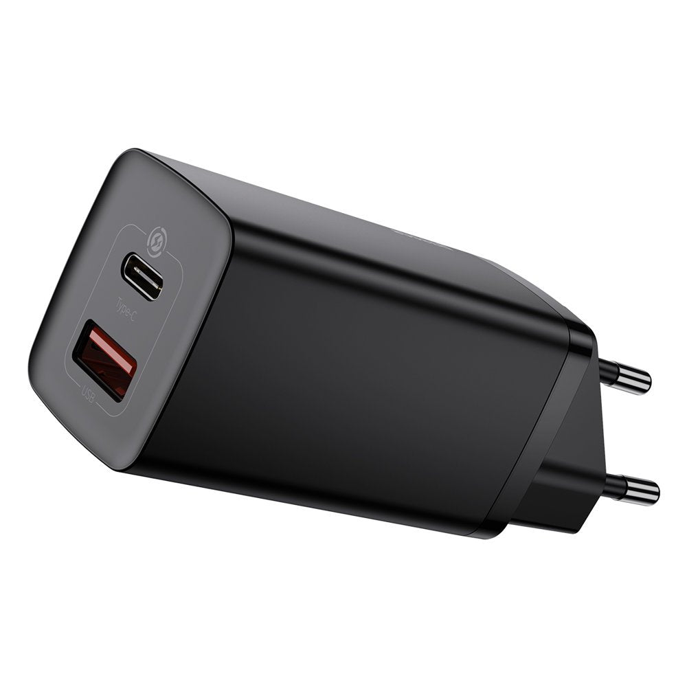 Baseus Gain2 Lite netværksoplader, 65W, 3A, 1 x USB-A - 1 x USB-C, sort CCGAN2L-B01