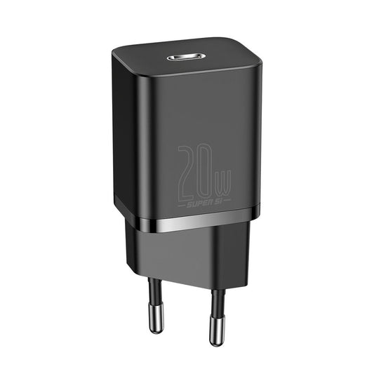 Baseus Super Si netværksoplader, 20W, 3A, 1 x USB-C, sort CCSUP-B01