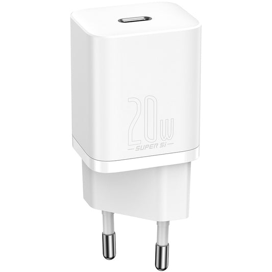 Baseus Super Si netværksoplader, 20W, 3A, 1 x USB-C, hvid CCSUP-B02