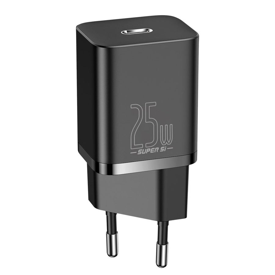 Baseus Super Si netværksoplader, 25W, 3A, 1 x USB-C, sort CCSP020101