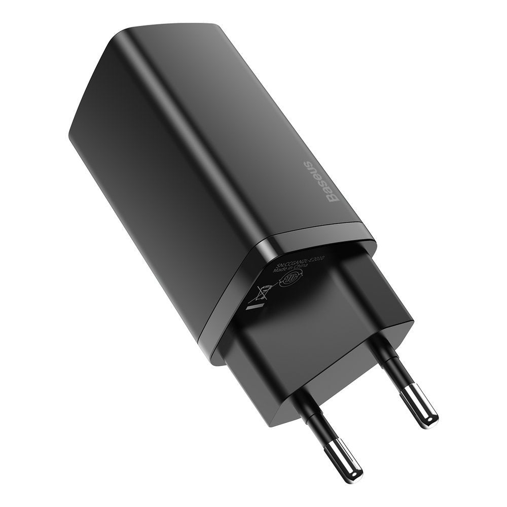 Baseus Gain2 Lite netværksoplader, 65W, 3A, 1 x USB-A - 1 x USB-C, sort CCGAN2L-B01