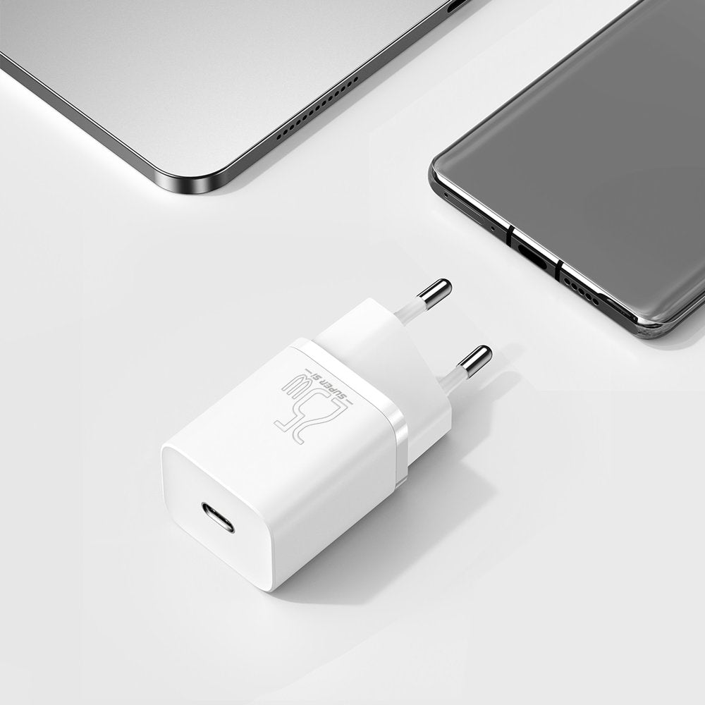 Baseus Super Si netværksoplader, 25W, 3A, 1 x USB-C, hvid CCSP020102