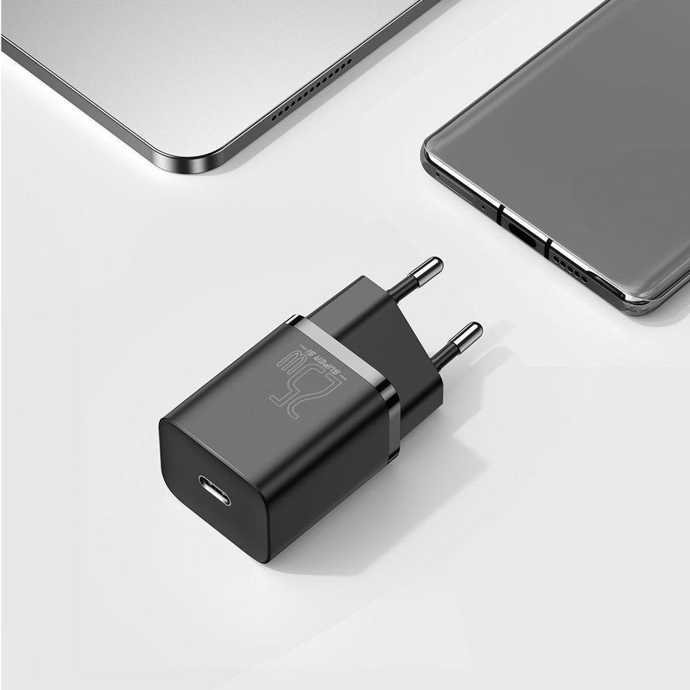 Baseus Super Si netværksoplader, 25W, 3A, 1 x USB-C, sort CCSP020101
