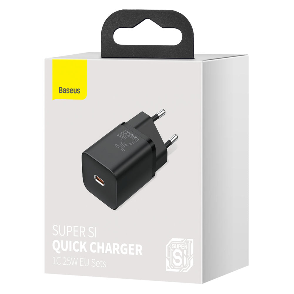 Baseus Super Si netværksoplader, 25W, 3A, 1 x USB-C, sort CCSP020101