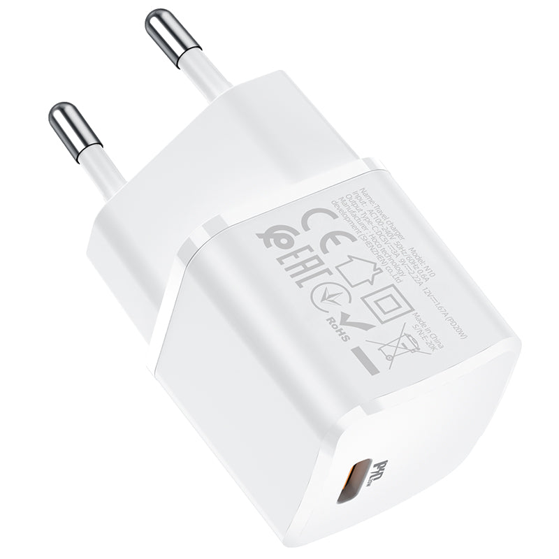Netværksoplader HOCO N10, 20W, 3A, 1 x USB-C, hvid