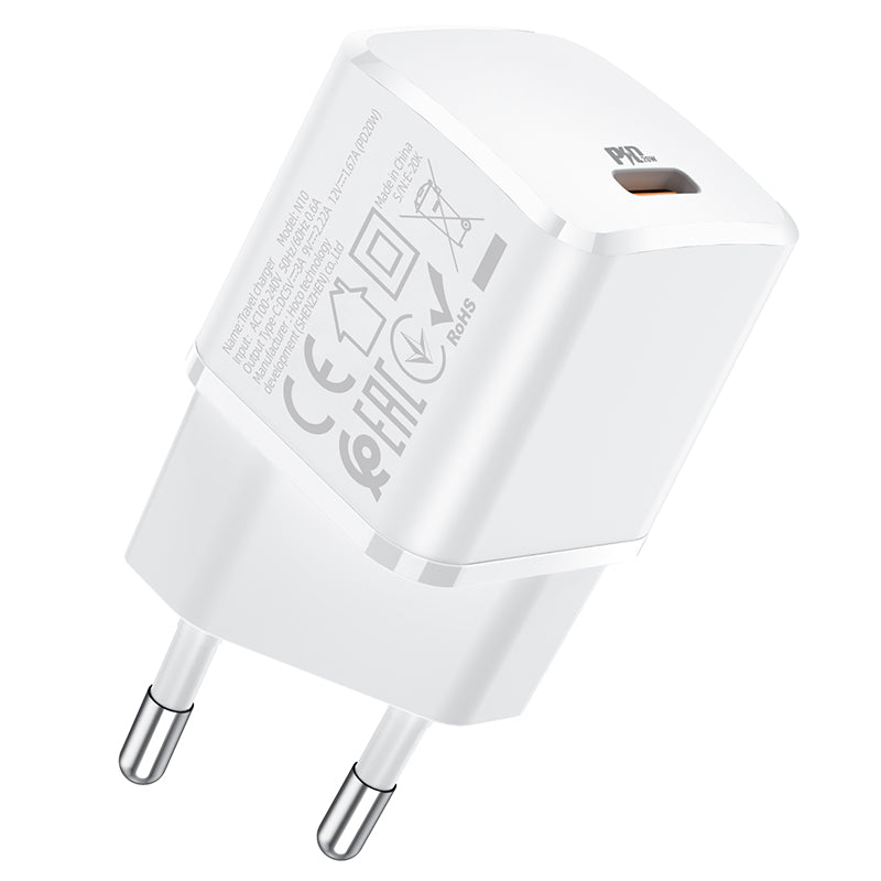 Netværksoplader HOCO N10, 20W, 3A, 1 x USB-C, hvid