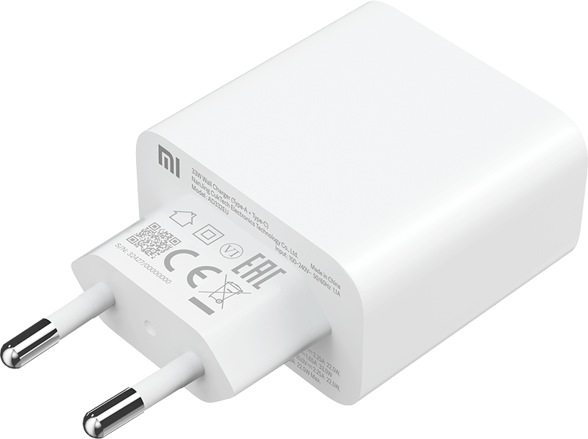 Xiaomi netværksoplader, 33W, 3A, 1 x USB-A - 1 x USB-C, hvid BHR4996996GL