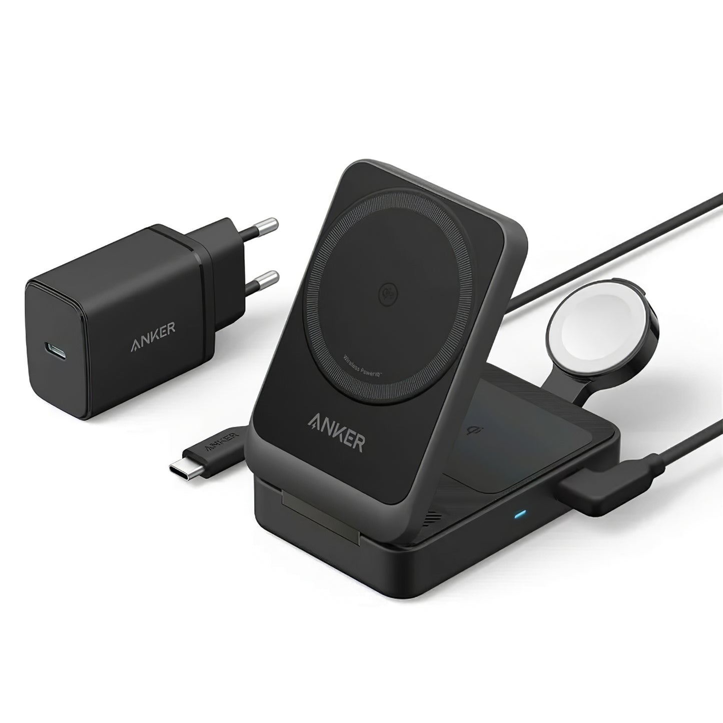Anker MagGo 3in1 trådløs netværksoplader, 15W, 1.67A, Sort, Genforseglet B2557311
