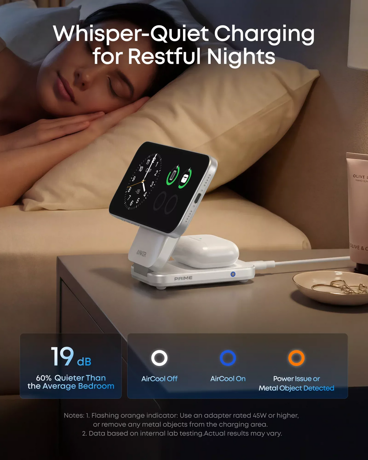 Anker Prime MagGo 3i1 trådløs netoplader, 25W, hvid B25N1G21