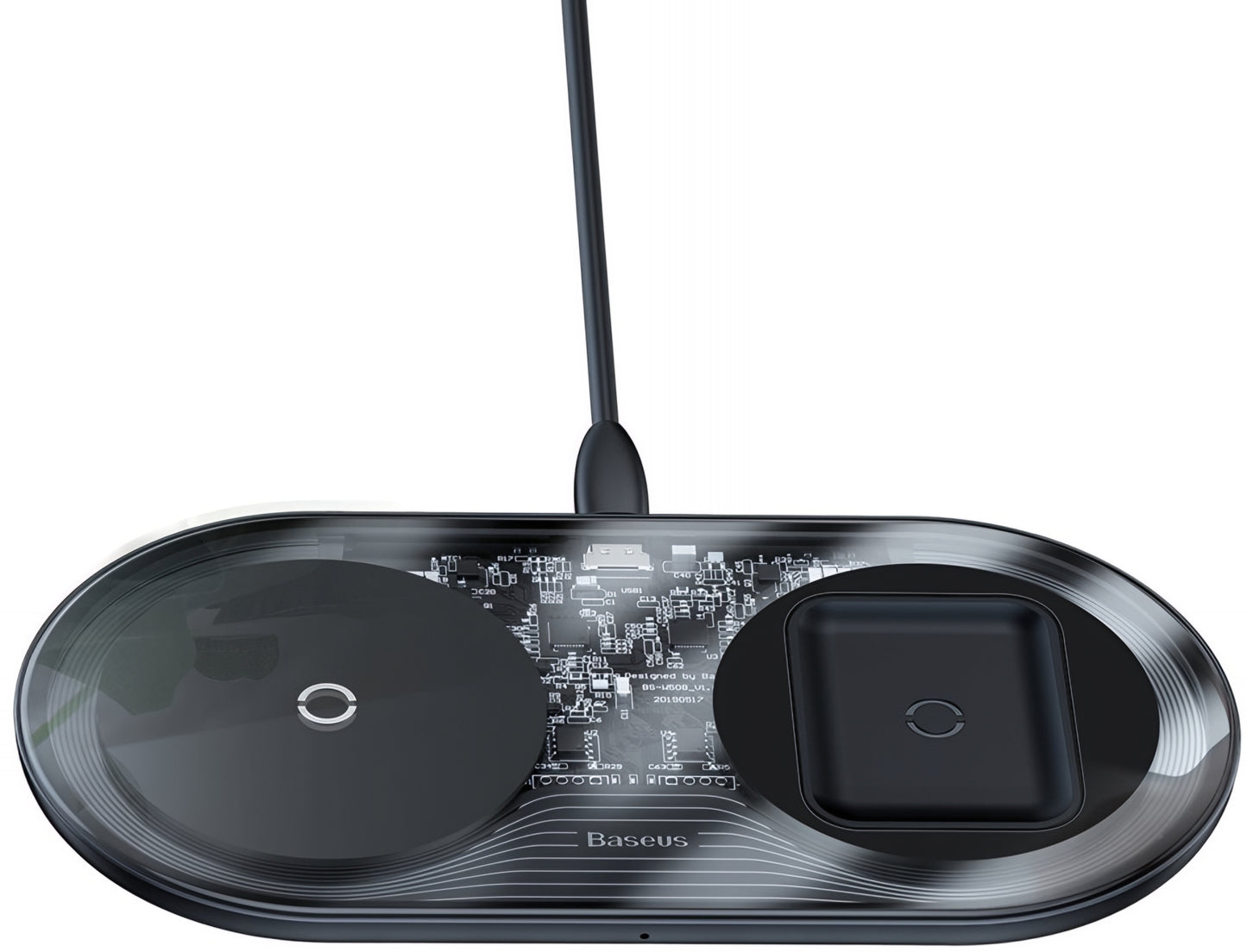 Baseus Simple 2in1 trådløs netværksoplader, 15W, 1.67A, Transparent WXJK-A01