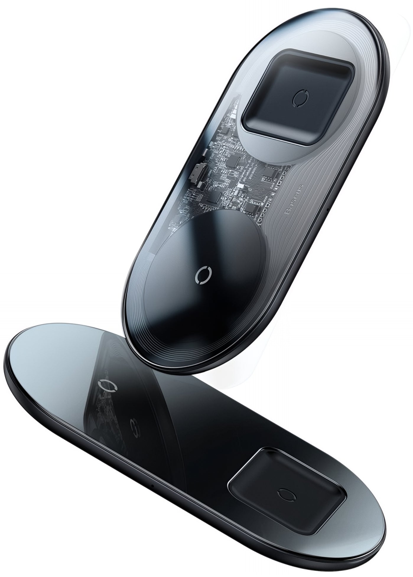 Baseus Simple 2in1 trådløs netværksoplader, 15W, 1.67A, Transparent WXJK-A01