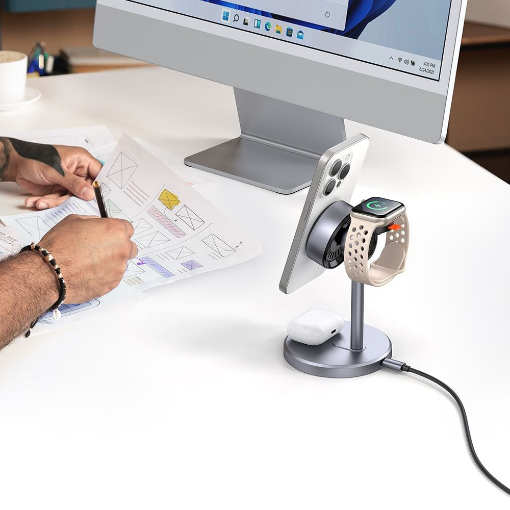 Trådløs netværksoplader McDodo CH-2462 Swan 3in1, 22.5W, 1.67A, Sort