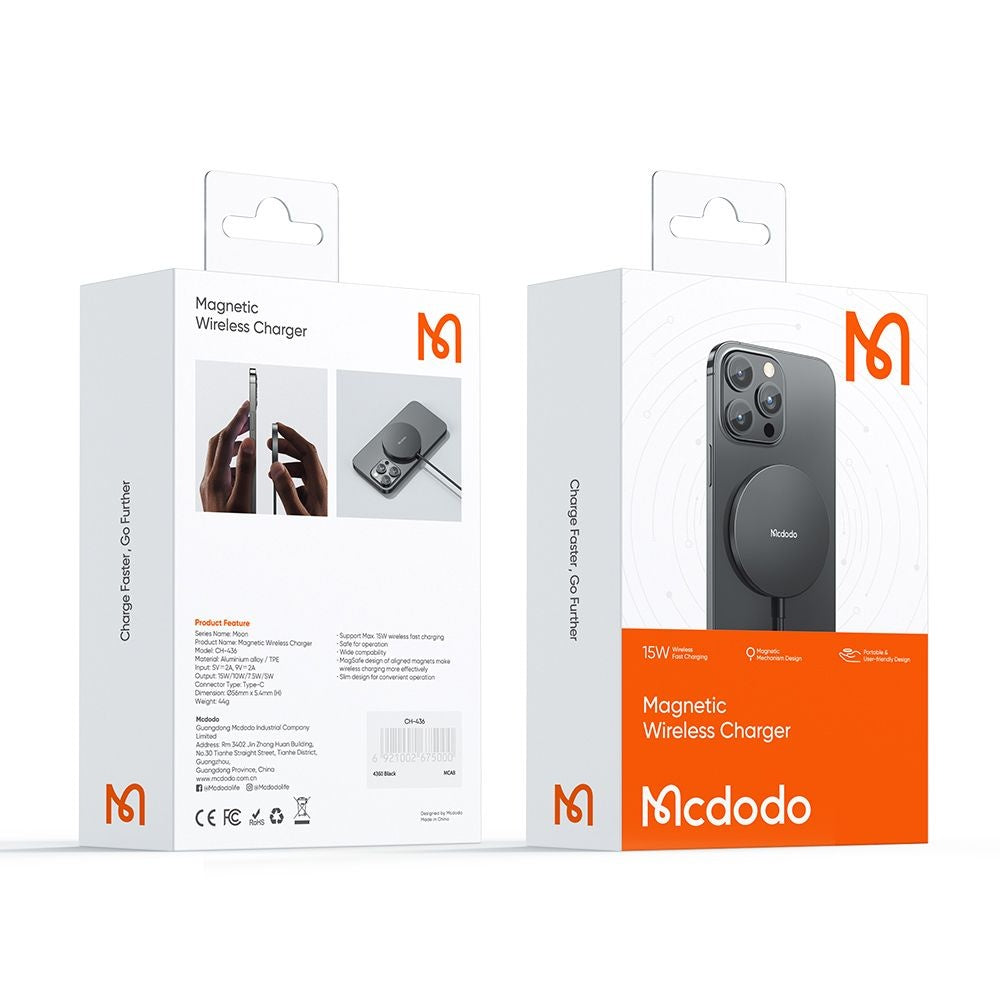 Trådløs Netværksoplader McDodo CH-4360 Moon, 15W, 1.67A, Sort
