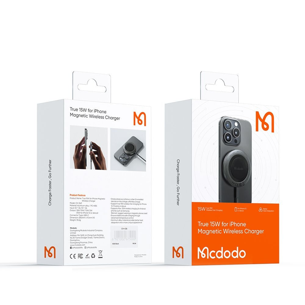Trådløs netværksoplader McDodo CH-5490, 15W, 1.67A, Sort