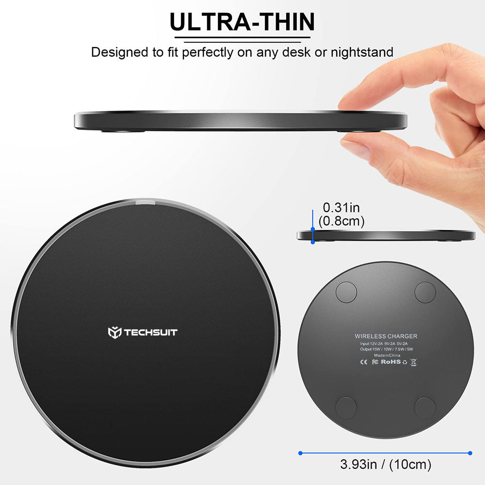 Trådløs Netværksoplader Techsuit CHWR031 Premium, 15W, 1.67A, Sort