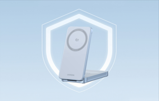 UGREEN MagFlow 2i1 trådløs netoplader, 25W, blå, genforseglet