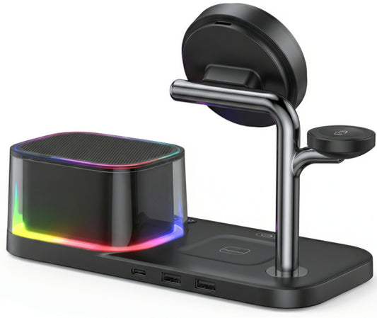 Trådløs netoplader med Bluetooth-højttaler XO Design CX045 5i1, 25W, Sort
