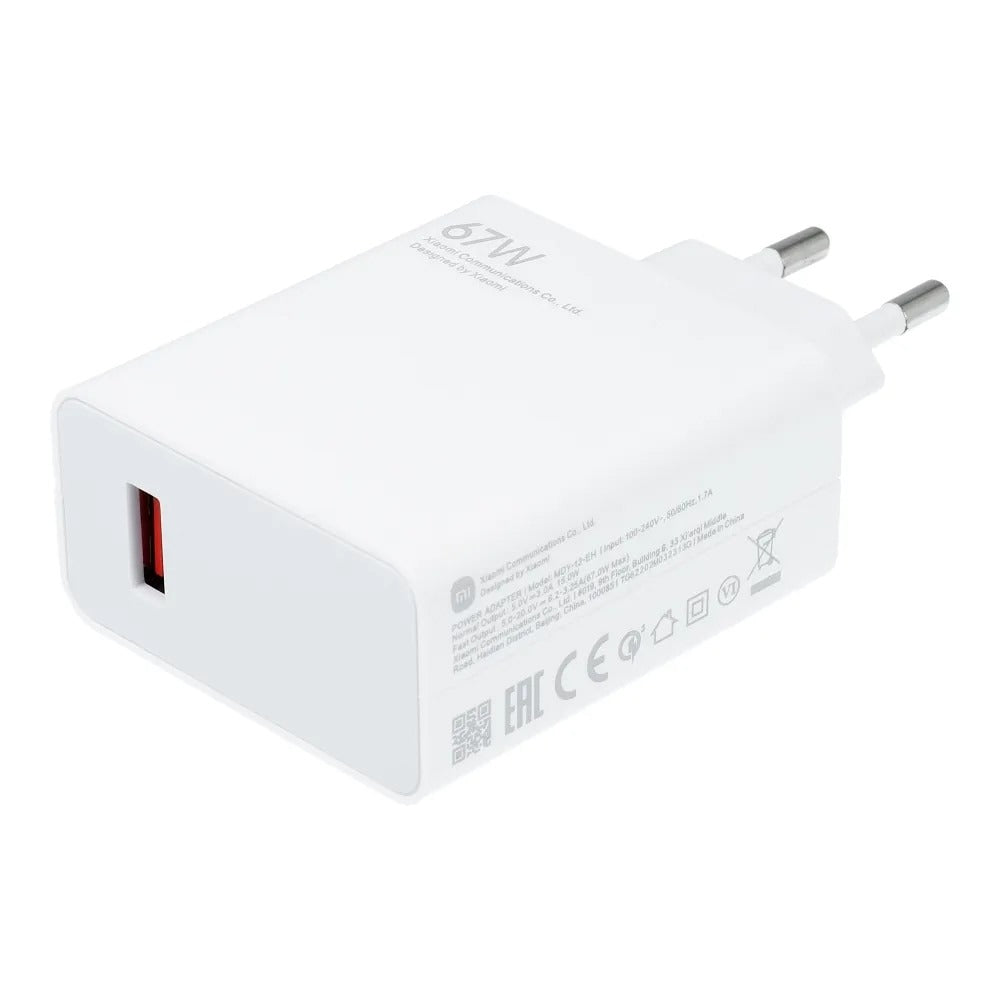 Xiaomi MDY-12-EH netværksoplader, 67W, 6.2A, 1 x USB-A, Hvid