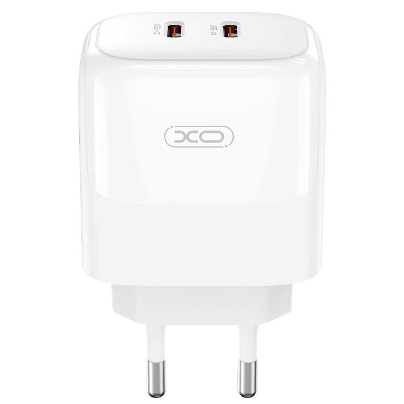 Netværksoplader XO Design L140, 35W, 3A, 2 x USB-C, hvid