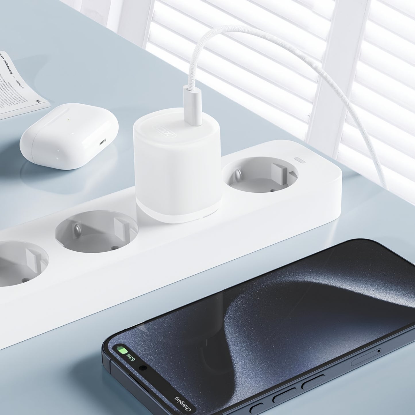 Netværksoplader XO Design L150, 30W, 3A, 1 x USB-C, Hvid
