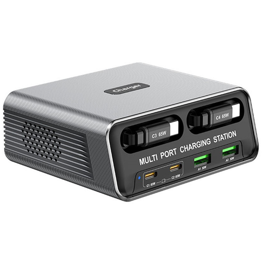 Oplader Station Med USB-C Kabel OEM WLX-60C, 130W, 2 x USB-A - 2 x USB-C, Grå