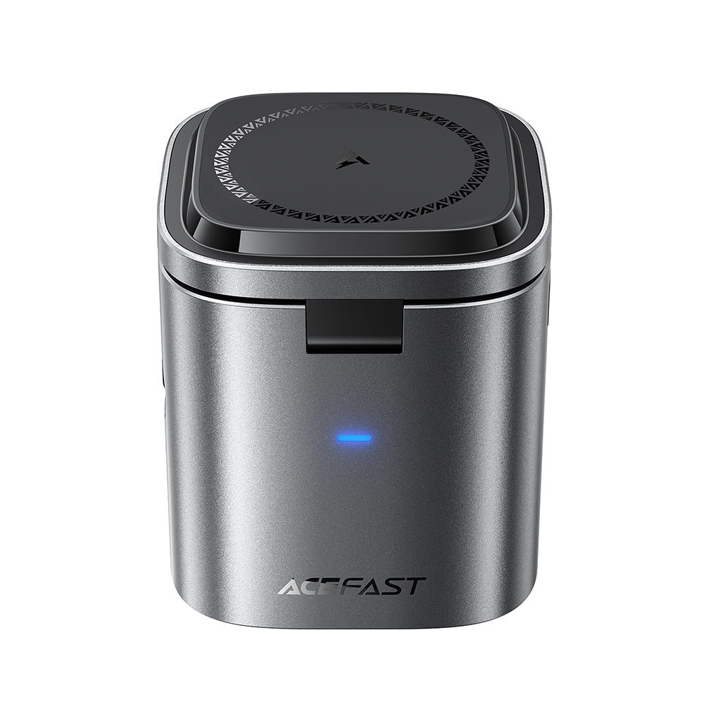 Opladerstation med USB-C kabel Acefast Z9 QI 6in1, 80W, 1 x USB-C - 1 x USB-A, Sort