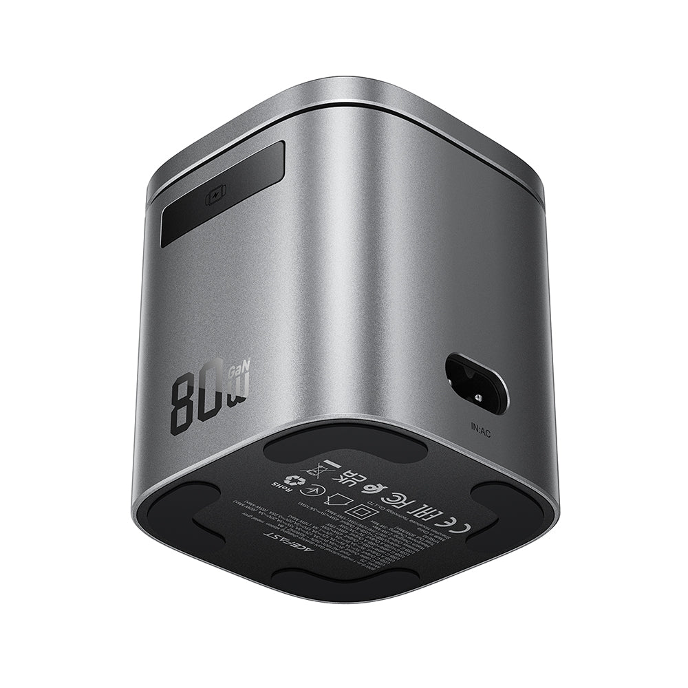 Opladerstation med USB-C kabel Acefast Z9 QI 6in1, 80W, 1 x USB-C - 1 x USB-A, Sort