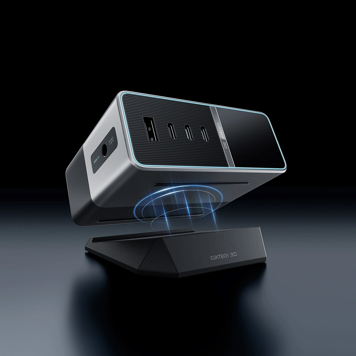 Cuktech TA3005U opladningsstation, 300W, 1 x DC - 1 x USB-A - 3 x USB-C, Grå
