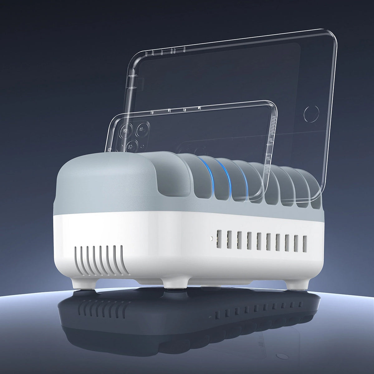 Orico DUK-10P-V1 opladerstation, 120W, 2.4A, 10 x USB-A, Hvid