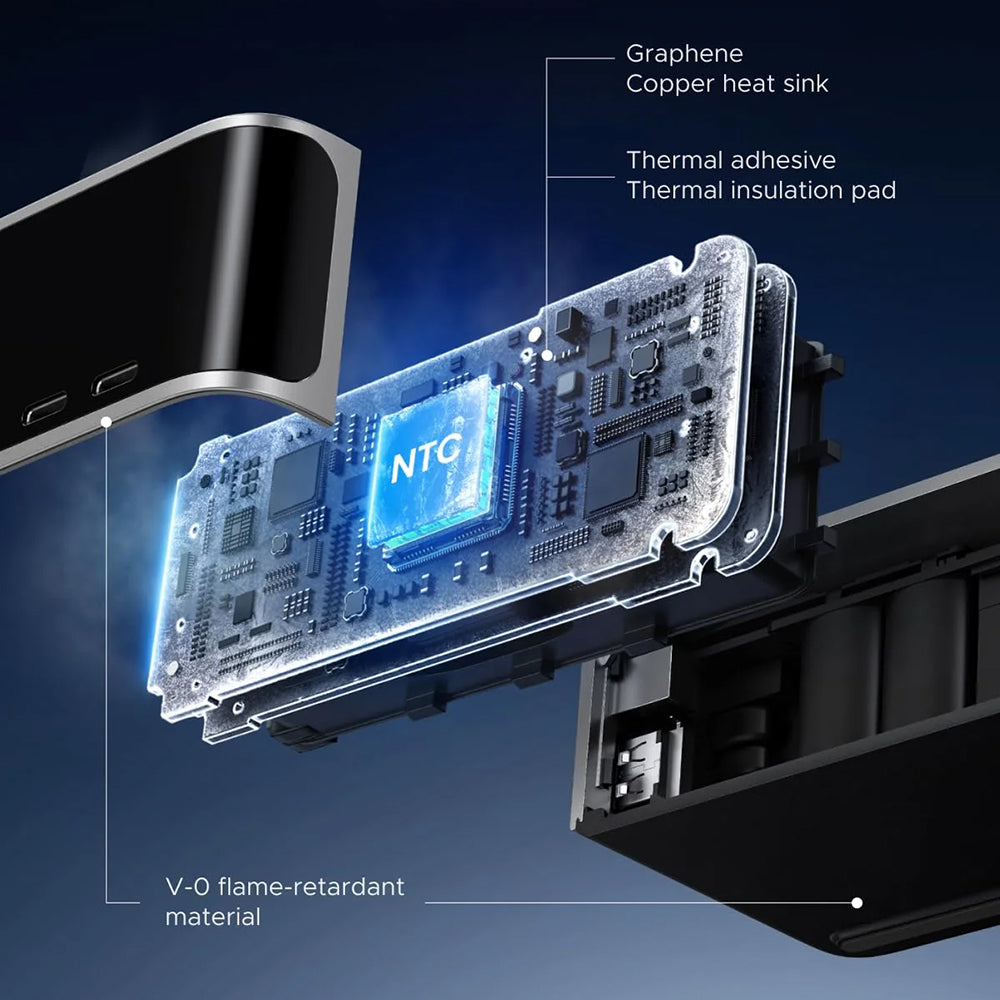 UGREEN Nexode Pro X783 (75753B) ladestation med display, 300 W, 5 A, 1 x USB-A – 6 x USB-C – 1 x DC, grå