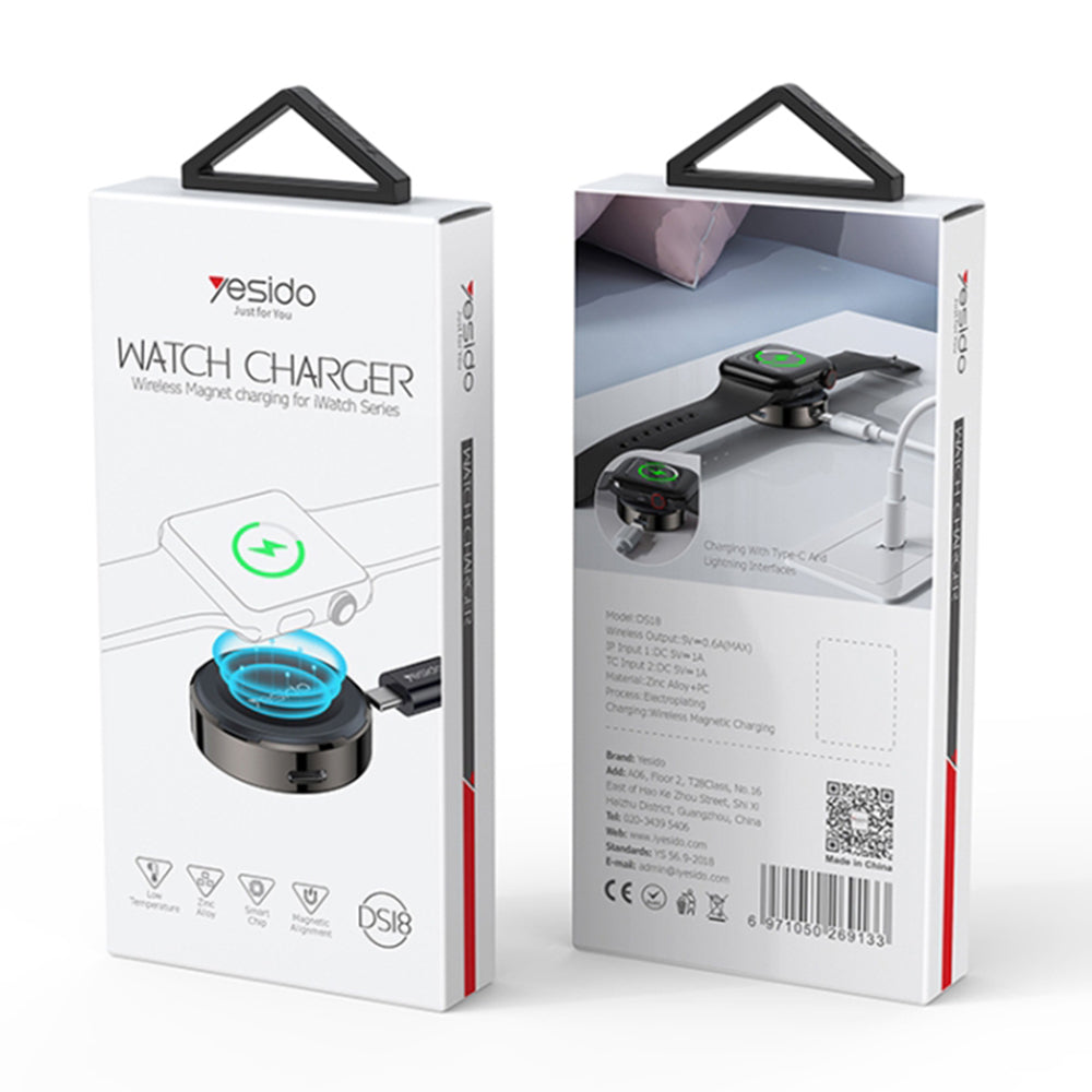 Trådløs Oplader Yesido DS18 til Apple Watch Series, Sort