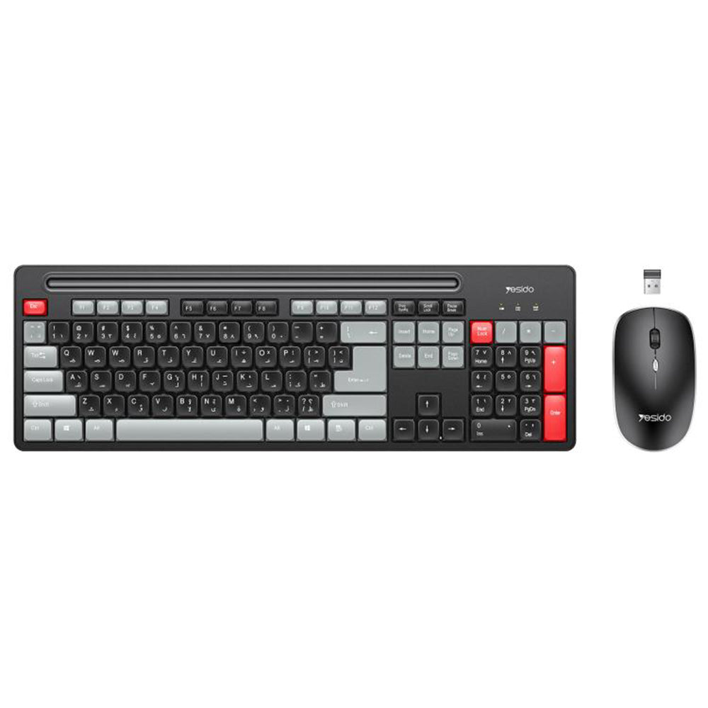 Trådløst tastatur og mus sæt Yesido KB43, Sort