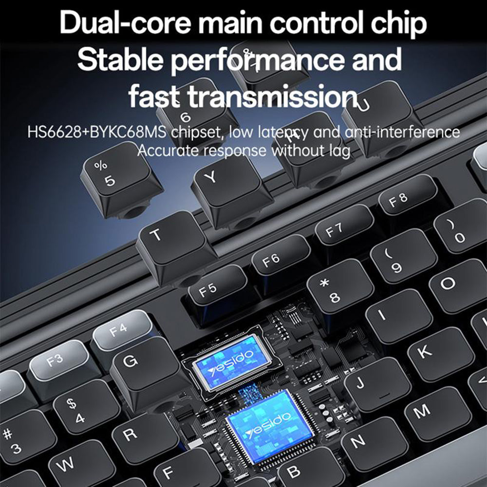 Trådløst tastatur og mus sæt Yesido KB43, Sort
