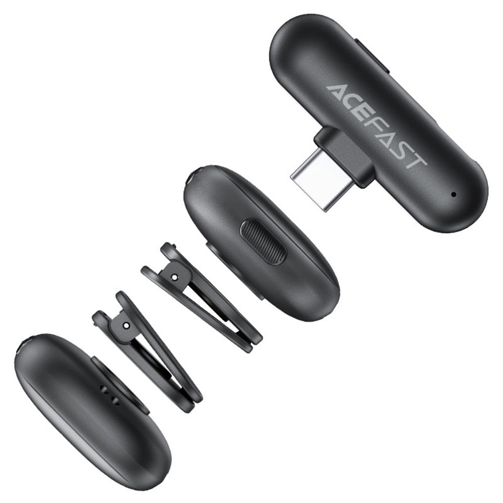 Lavaliermikrofon Acefast R1, USB-C, Sæt med 2 stykker, Sort