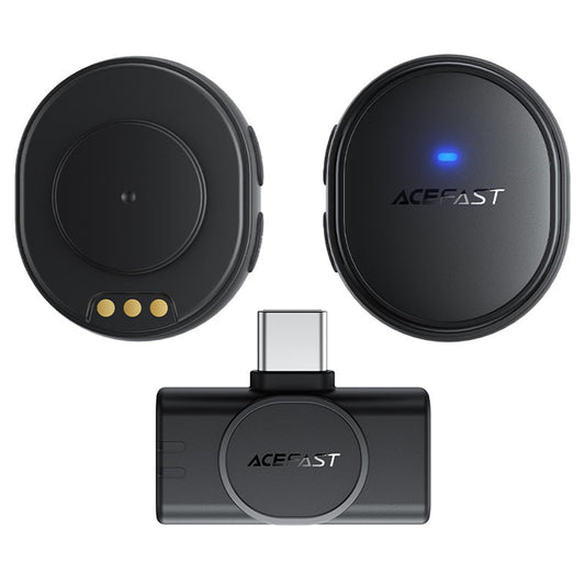 Lavaliermikrofon Acefast R3, USB-C, sæt med 2 stykker, sort