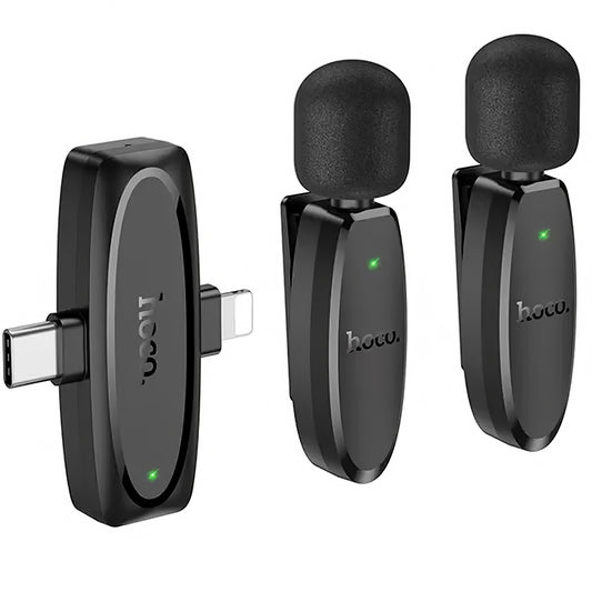 HOCO L15 Lavalier, USB-C / Lightning, sæt med 2 dele, sort