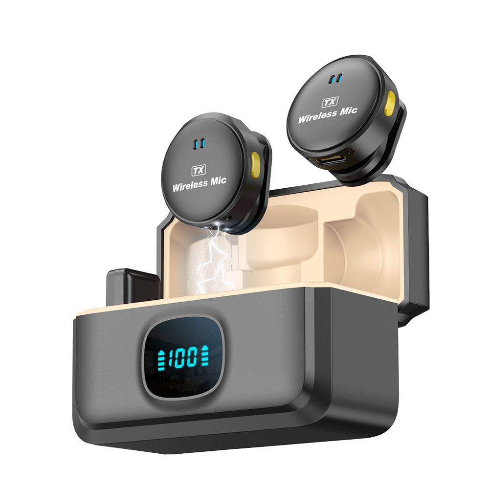 Techsuit LW5 lavaliermikrofon, USB-C, sæt med 2 stykker, sort