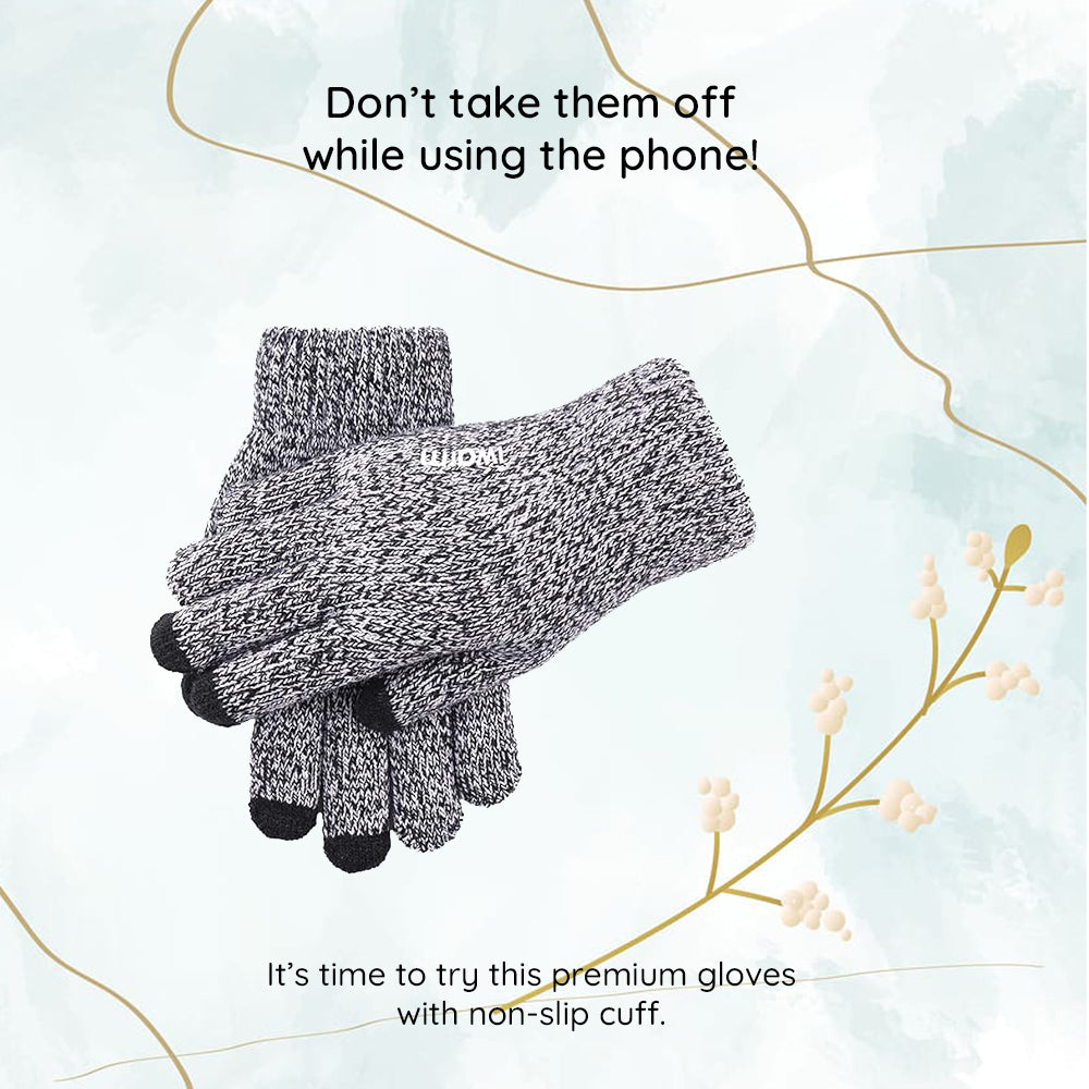 Iwarm ST0018 Touchscreen Winter Gloves, Size 23cm, Black Gray