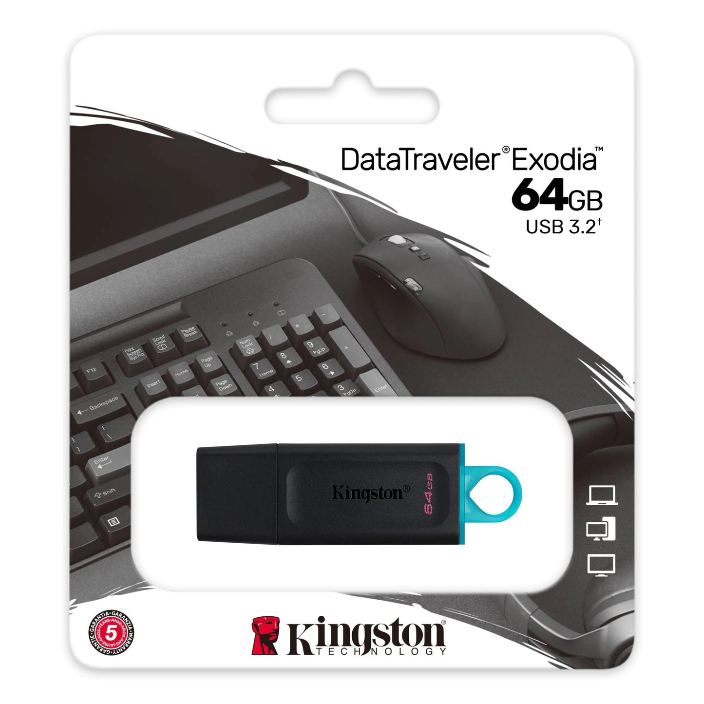 Ekstern hukommelse USB-A 3.2 Kingston DT Exodia, 64Gb DTX/64GB
