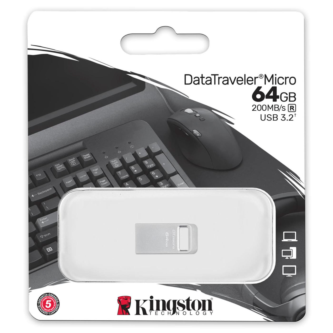 Ekstern hukommelse USB-A 3.2 Kingston Micro G2, 64Gb DTMC3G2/64GB
