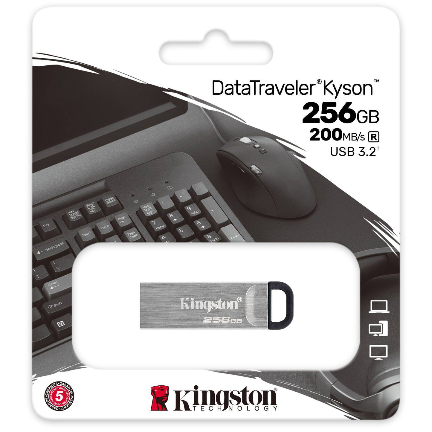Ekstern hukommelse USB-A 3.2 Kingston DT Kyson, 256Gb DTKN/256GB