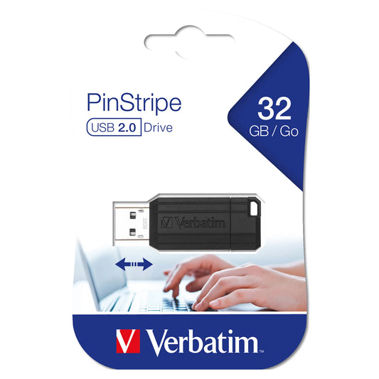Ekstern hukommelse USB-A Verbatim PenDrive Pinstripe, 32Gb
