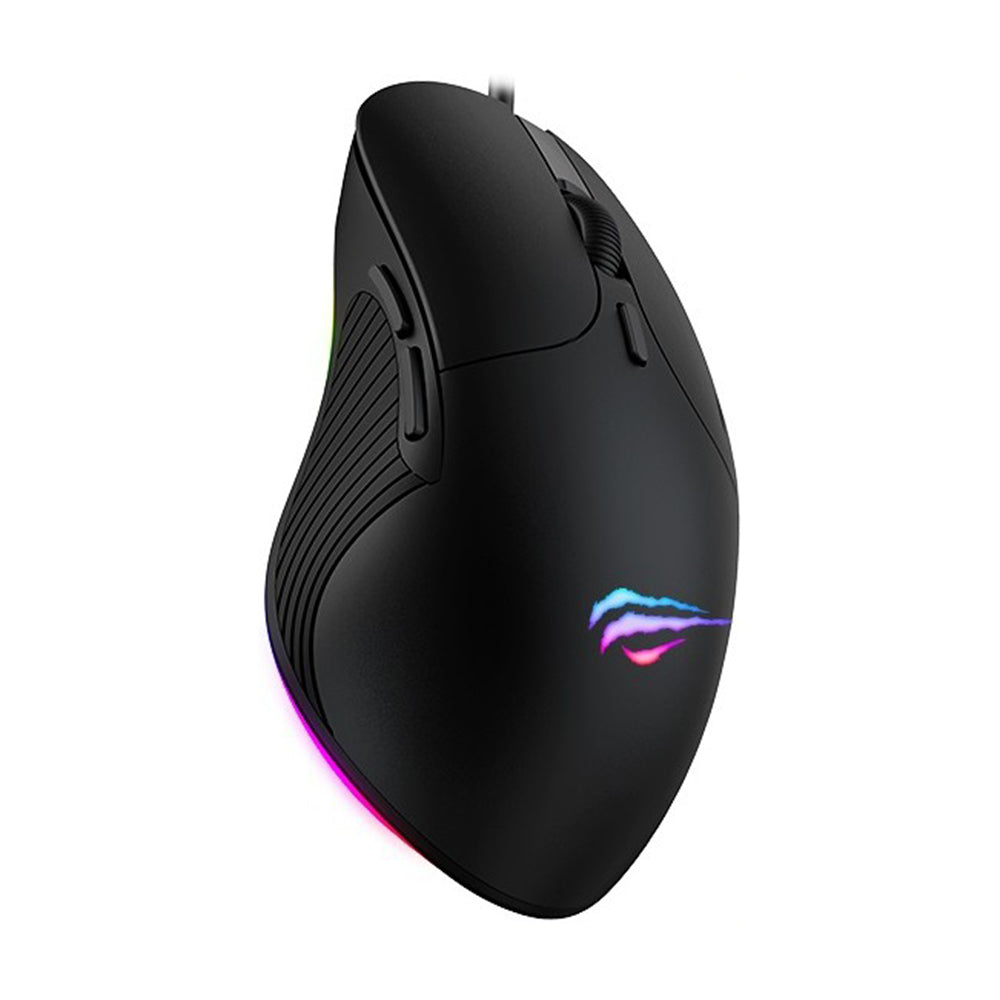 Gamingmus med kabel USB HAVIT MS1020WB, RGB, 2400DPI, Sort