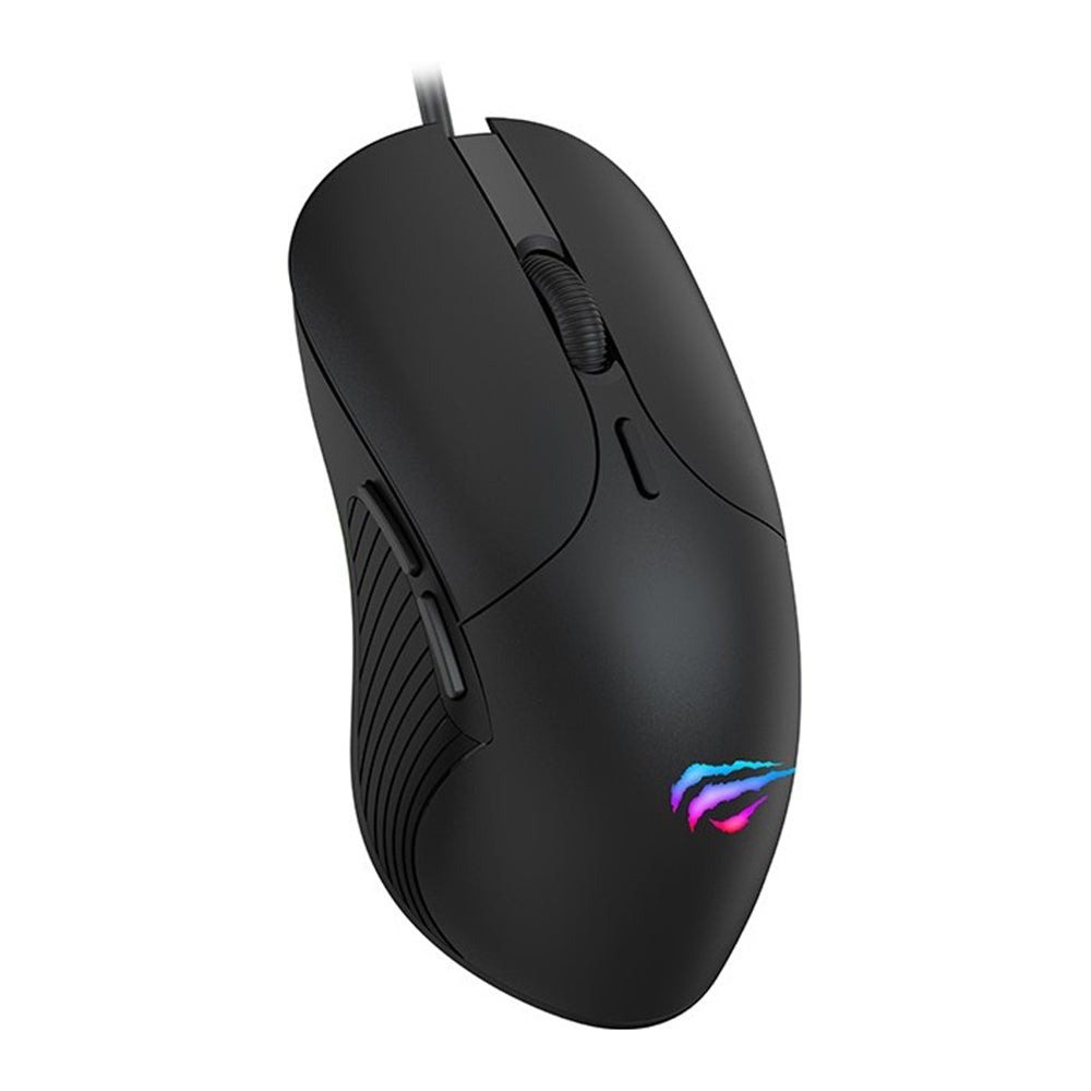 Gamingmus med kabel USB HAVIT MS1020WB, RGB, 2400DPI, Sort