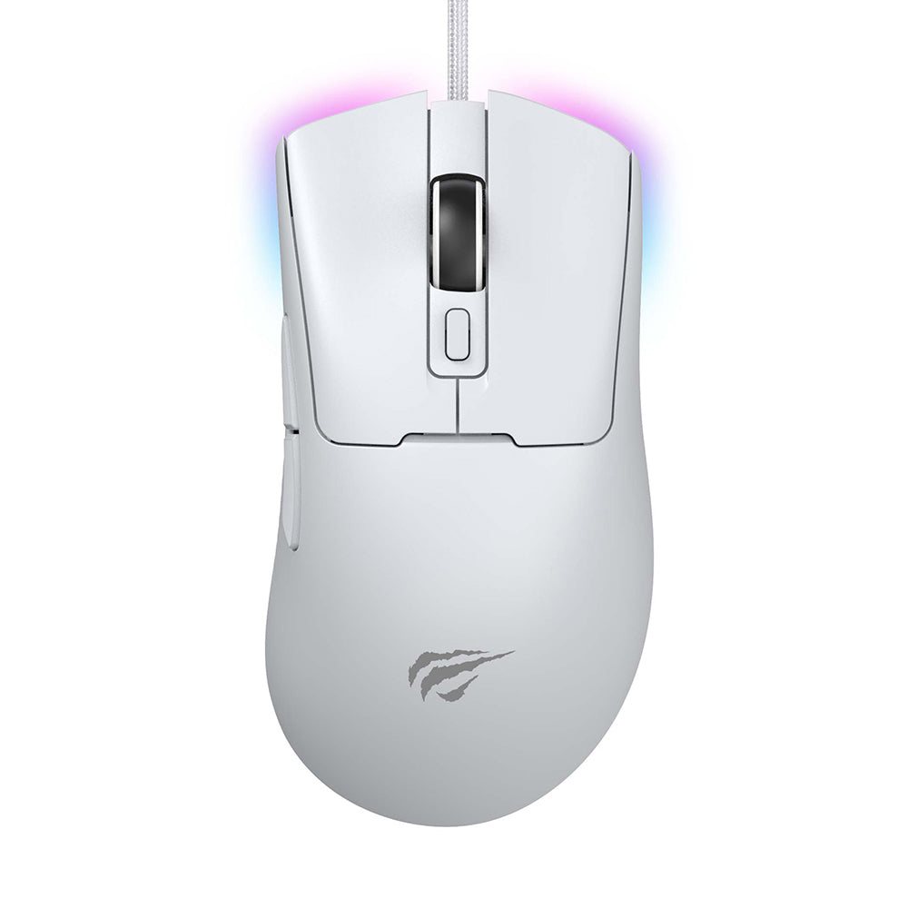 Gamingmus med kabel USB HAVIT MS966, RGB, 800DPI - 12000DPI, 1.6m, Hvid