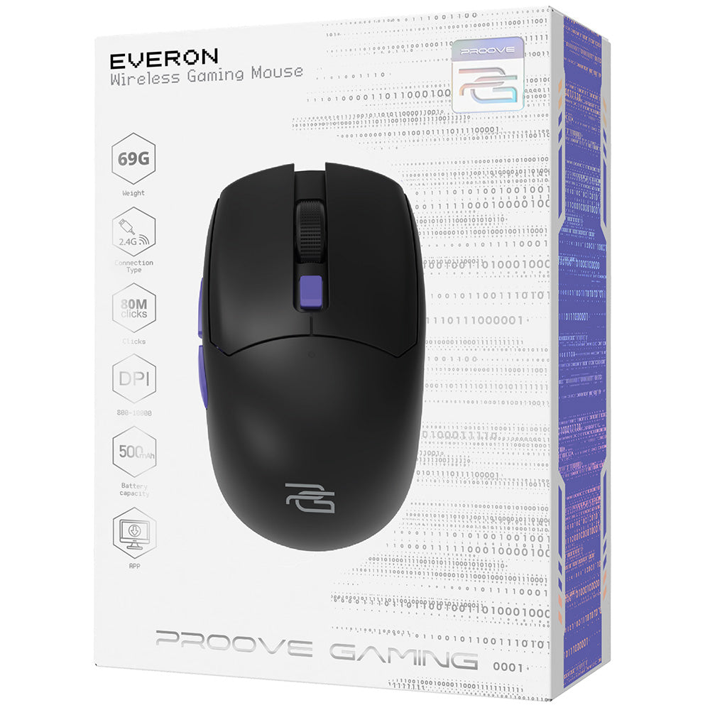 Gamingmus Proove Everon Wireless, 800DPI - 10000DPI, Sort WMEV00022001