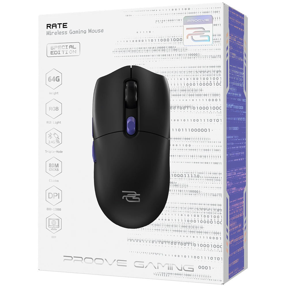 Trådløs Gamingmus Proove Rate Special Edition, 800DPI - 12000DPI, Sort CMRTWRS03001