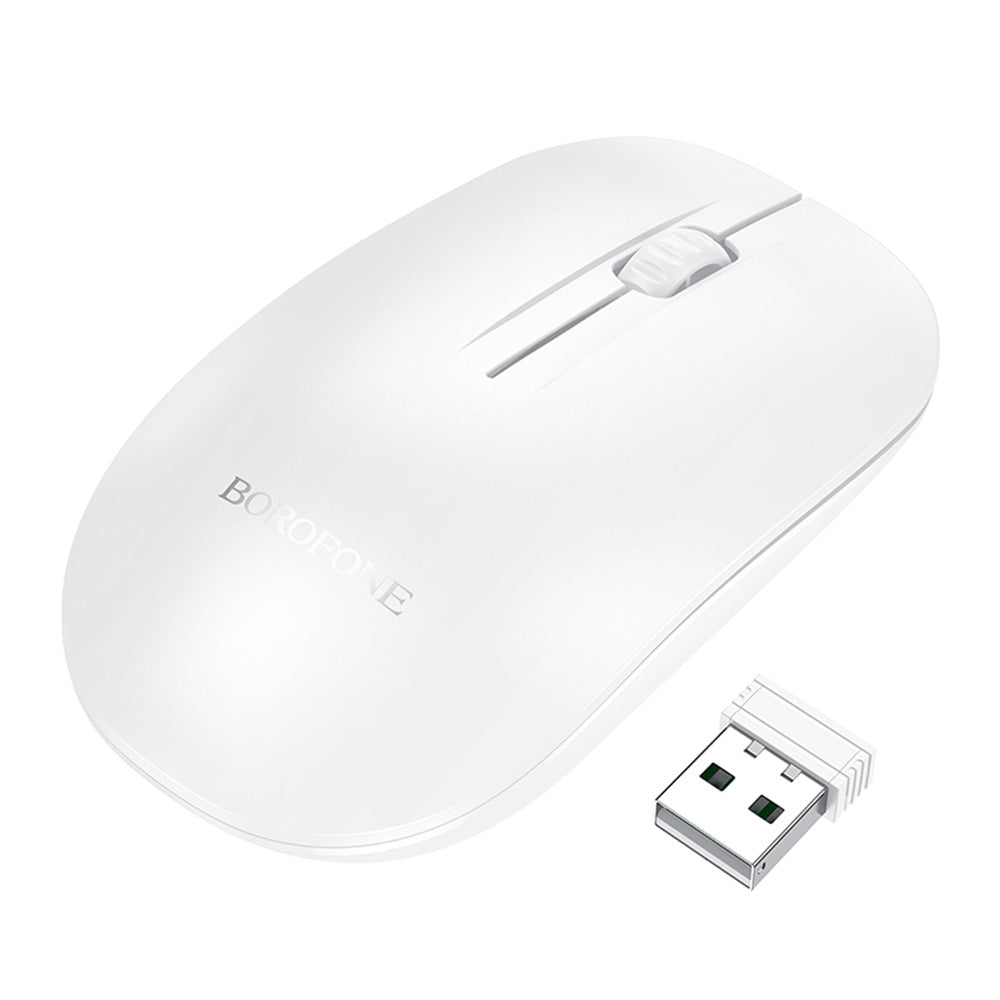 Trådløs Mus Borofone BG14 Planet, 1000DPI, BT / Wi-Fi, Hvid