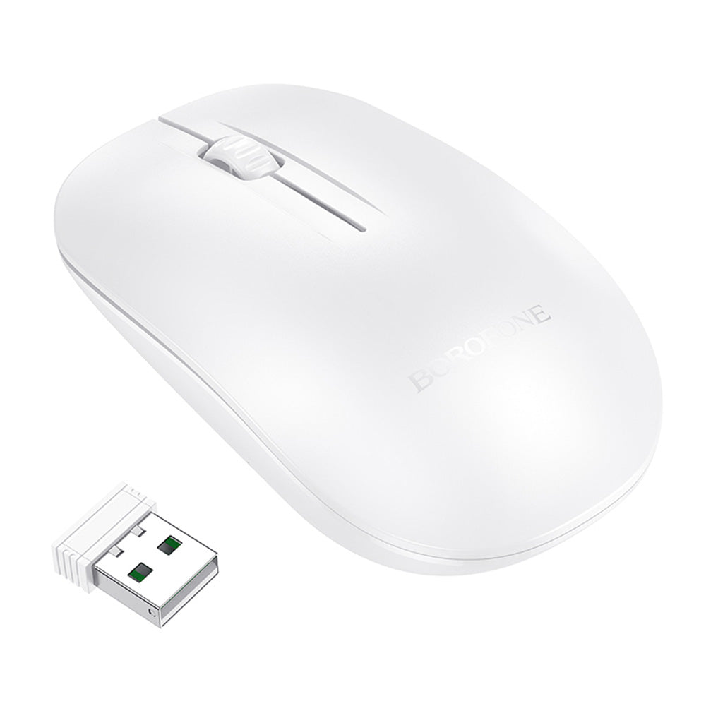 Trådløs Mus Borofone BG14 Planet, 1000DPI, BT / Wi-Fi, Hvid